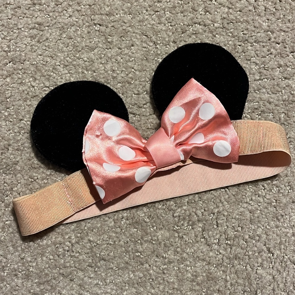 Disney Pink and Black Polka Dot Bow Headband